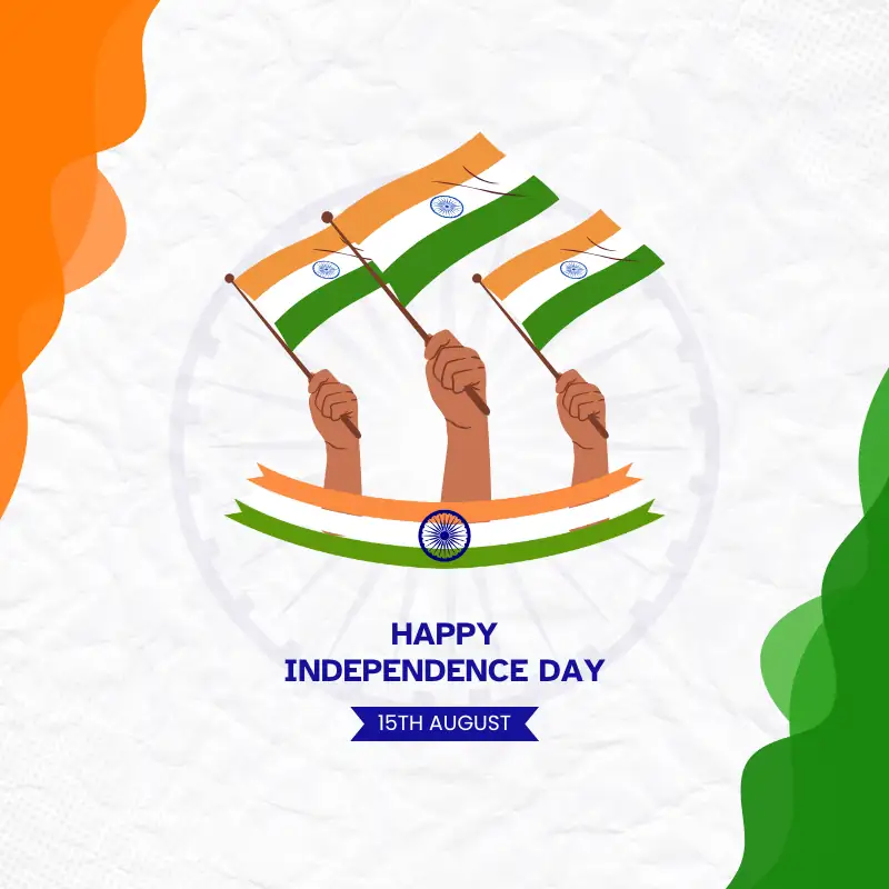 15 August celebration image with emotional Hindi Shayari about freedom