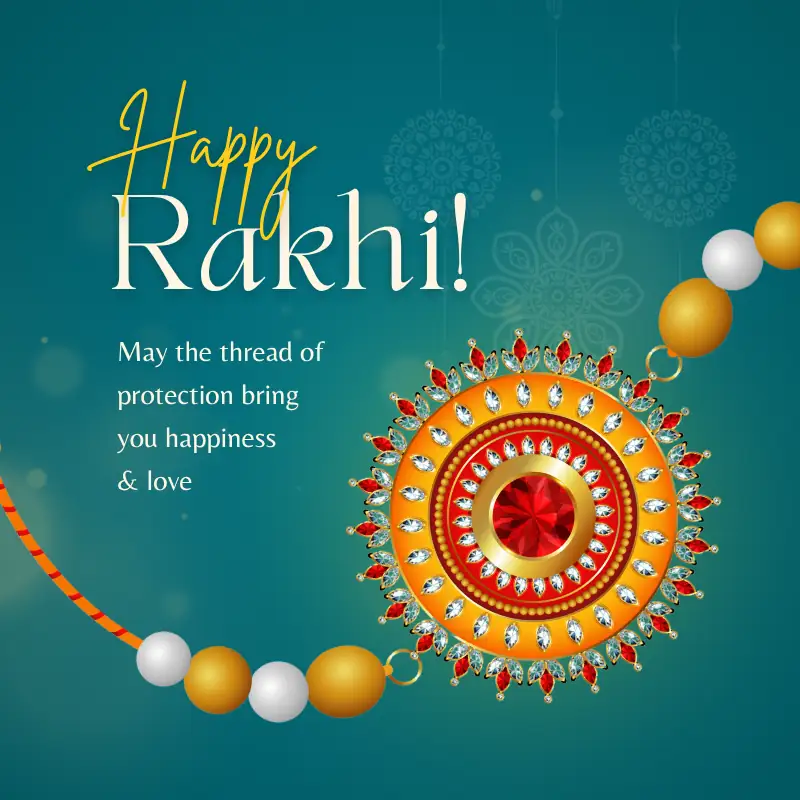 Raksha Bandhan celebration with brother-sister bond and Hindi Shayari overlay