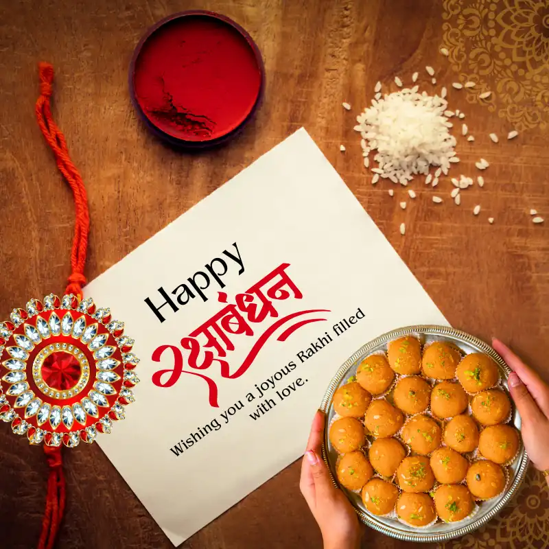 Sister tying rakhi to brother with traditional Raksha Bandhan Shayari in Hindi